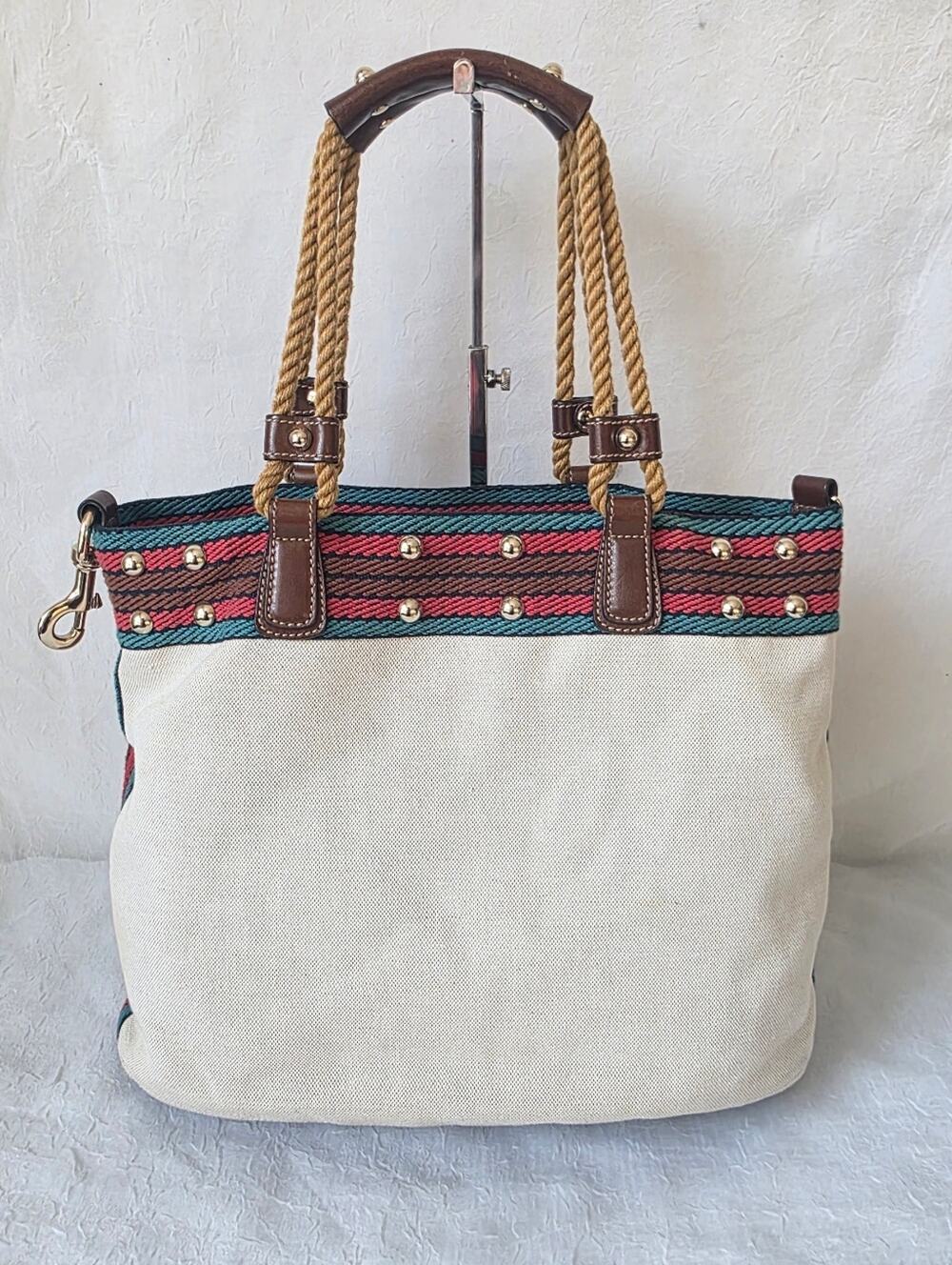 Auth Gucci Sherry Line Canvas Tote